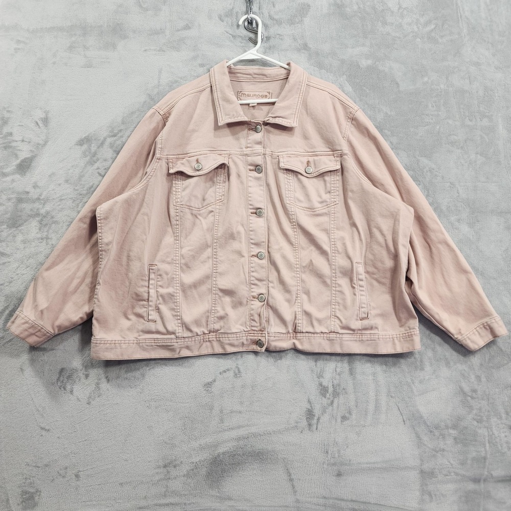 Maurices Jacket Womens 4X Dusty Pink Denim Button Front Collared Stretch Casual